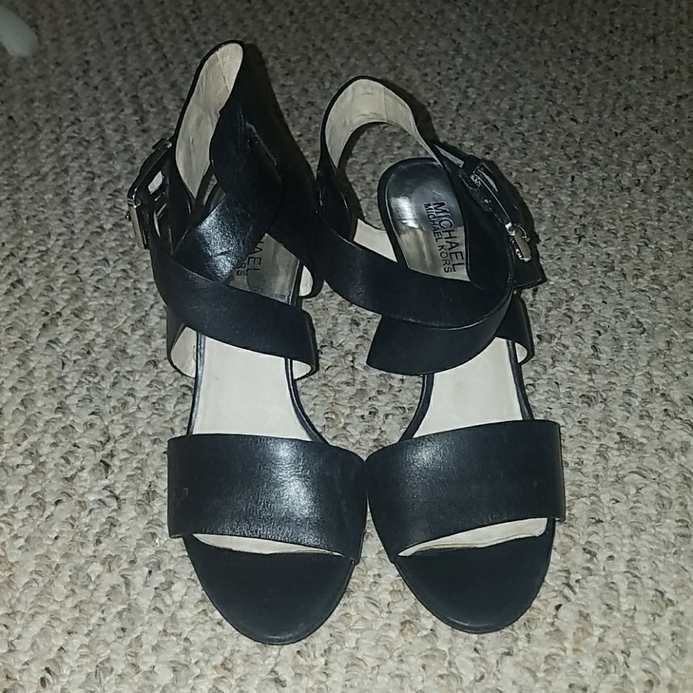 Michael kors 3.5" black wedge shoes, 9M